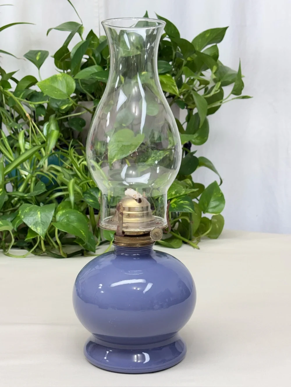 Vintage Lamplight Farms Country Geese Oil Lamp Blue 1980s Cottagecore
